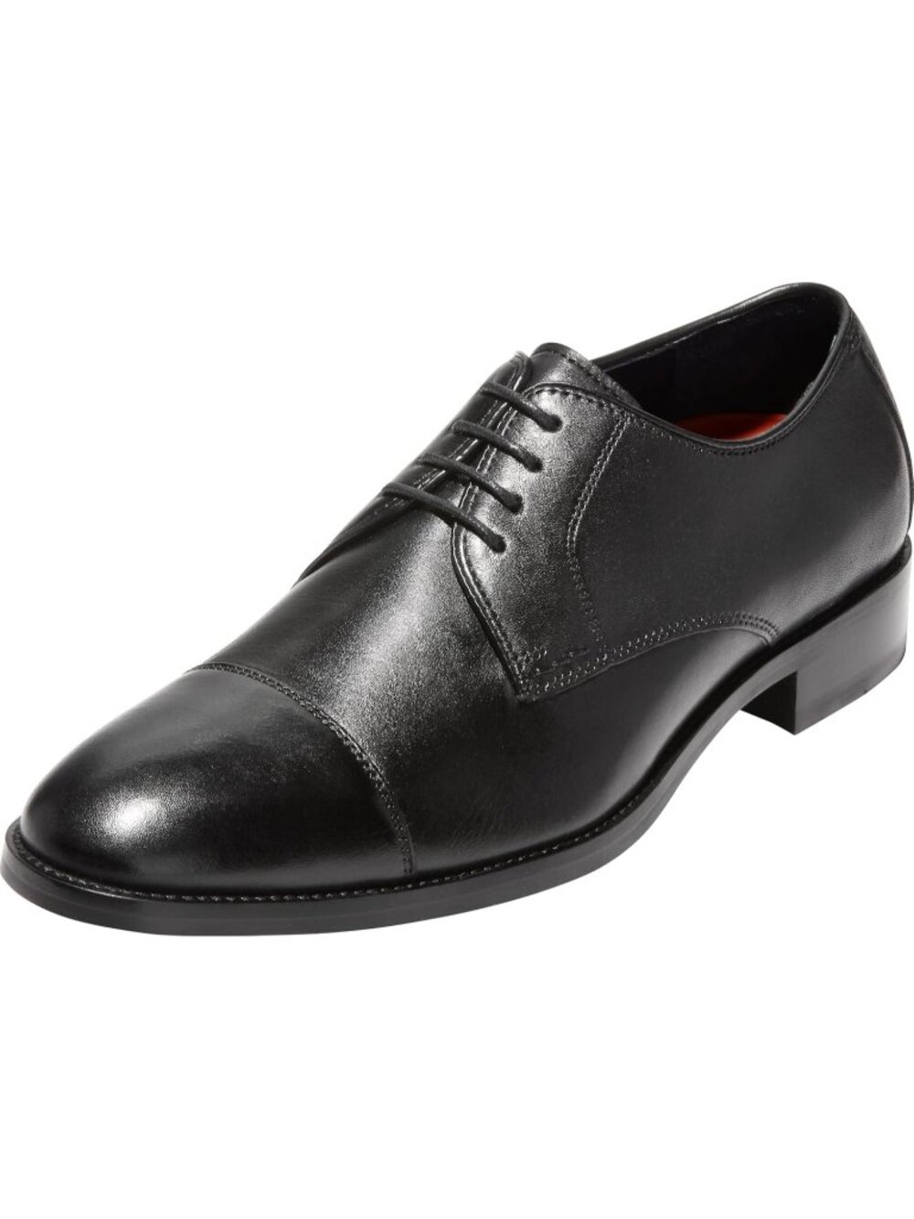 Men's Black Leather Lenox Hill Cap Toe Low-top Formal Business Derby Oxford Shoe